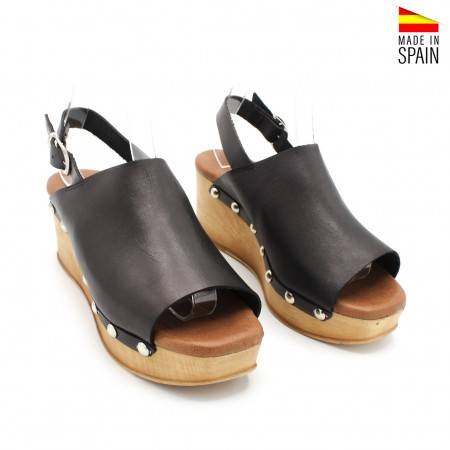 SANDALIAS DE CUÑA NEGRAS