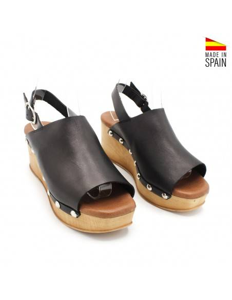SANDALIAS DE CUÑA NEGRAS