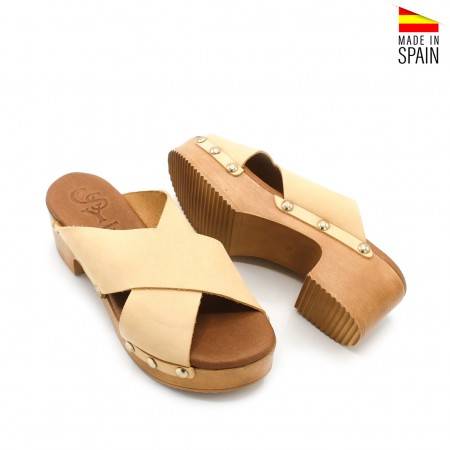 sandalias con suela de madera