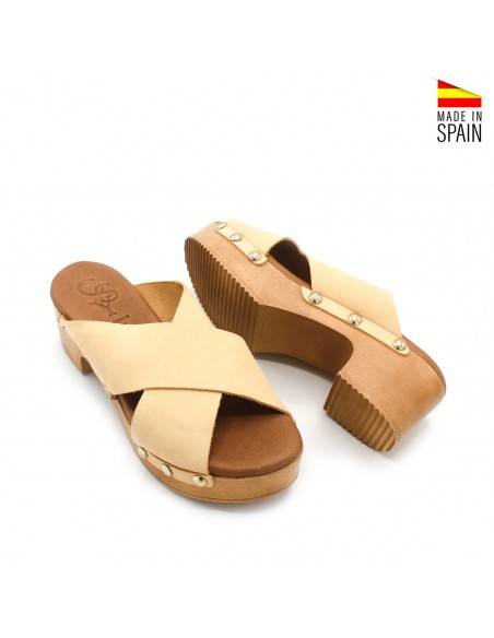 sandalias con suela de madera