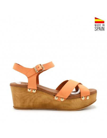 SANDALIAS CON CUÑA NARANJAS