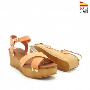 SANDALIAS CUÑA MADERA NARANJAS