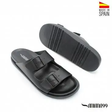 sandalias negras piel