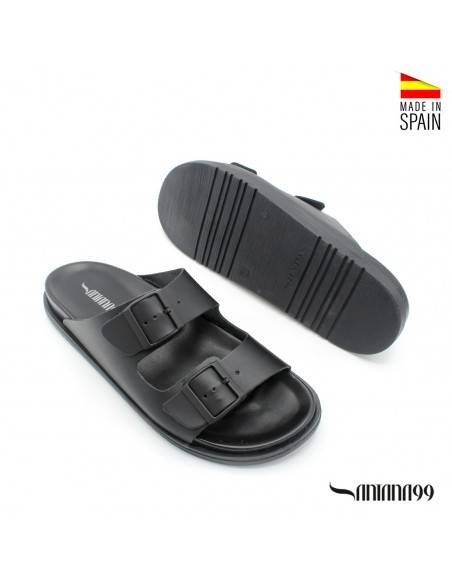 sandalias negras piel