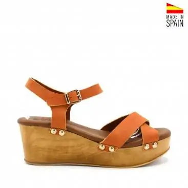 SANDALIAS CON CUÑA NARANJAS