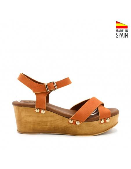 SANDALIAS CON CUÑA NARANJAS