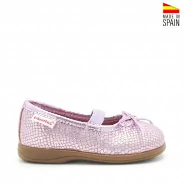 manoletinas piel lilas bebe