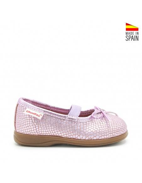 manoletinas piel lilas bebe
