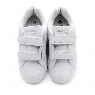 zapatillas blancas velcro niño​