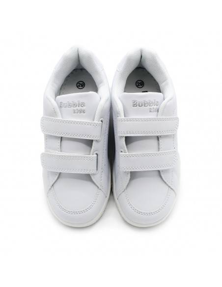 zapatillas blancas velcro niño​