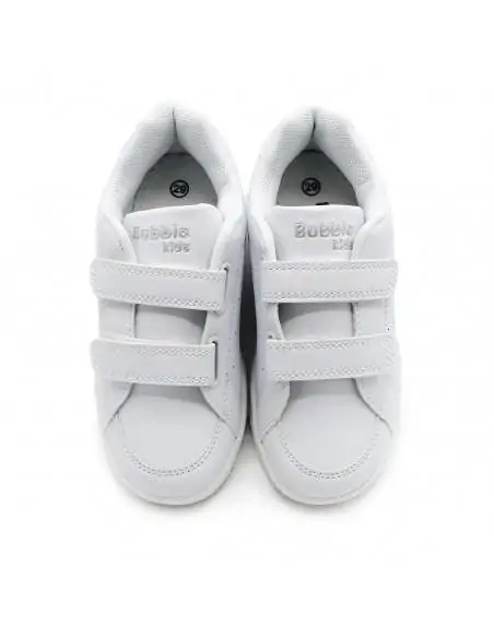 zapatillas blancas velcro niño​