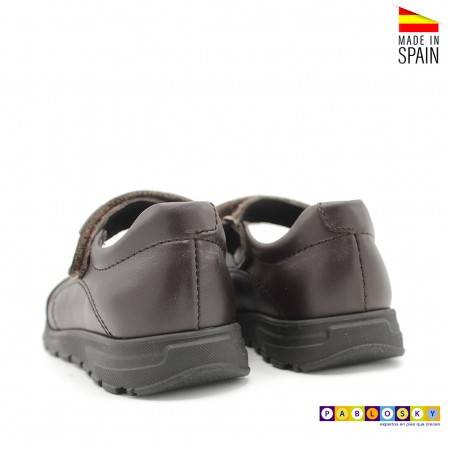 Colegial Pablosky Niña en marrón de piel MADE IN SPAIN