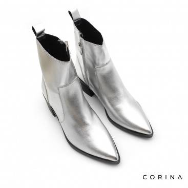 botines plateados tacon
