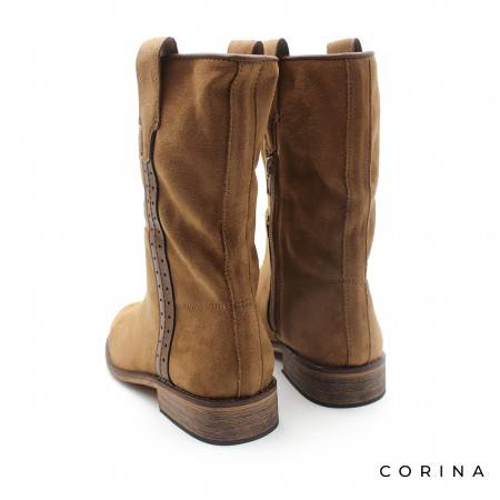 Botines planos antelina camel