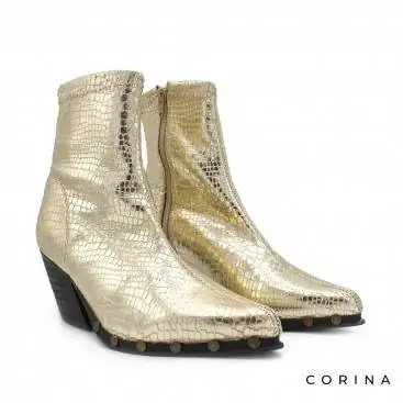 botines dorados con tacón