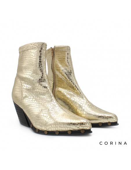 botines dorados con tacón