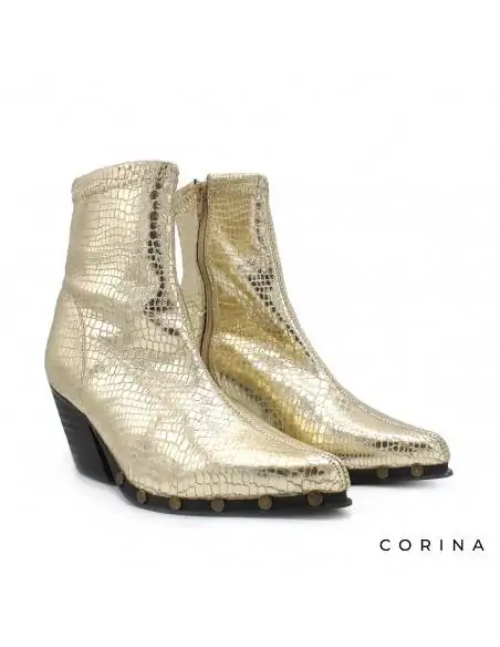 botines dorados con tacón
