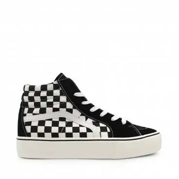 zapatillas de cuadros blanco y negro