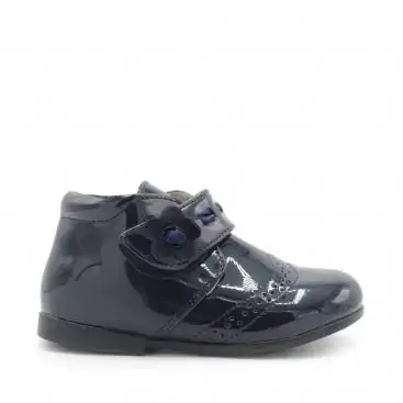 botas bebe charol azul marino