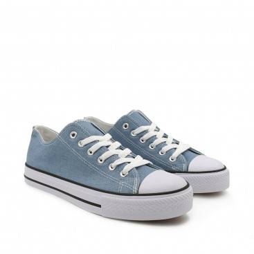 Zapatillas de lona vaquera para mujer con cordones blancos