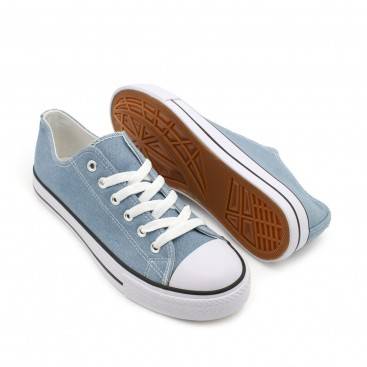 Zapatillas lona vaqueras mujer con suela de goma vista superior