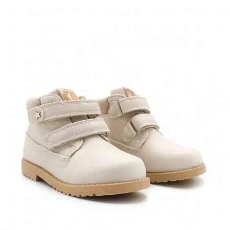 bota niña con velcro beige