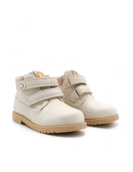 bota niña con velcro beige
