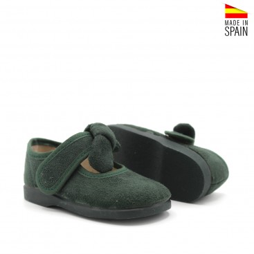 Zapato mercedita verde botella vista tres cuartos