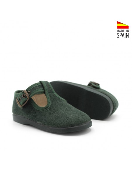 Zapato pepito serratex verde botella vista tres cuartos