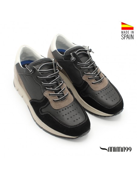 ZAPATILLA PIEL CASUAL NEGRA