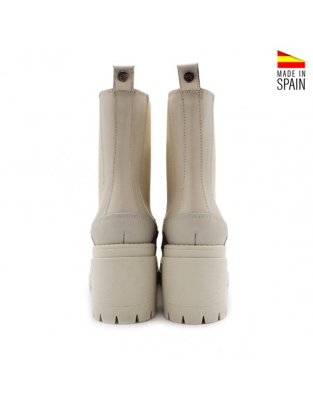 botines piel beige mujer