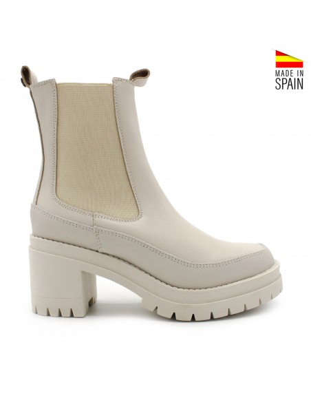 botines tacón beige
