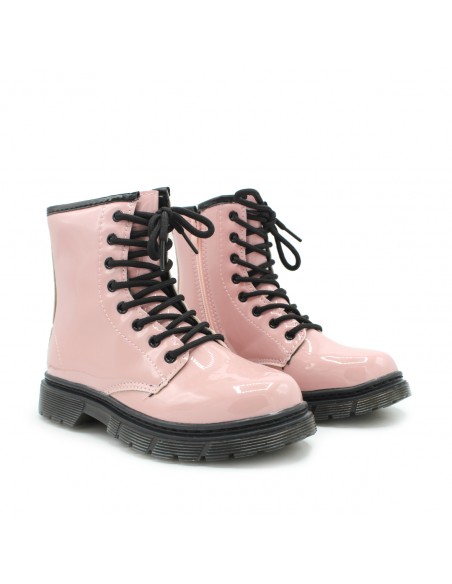 Botas militares charol rosa