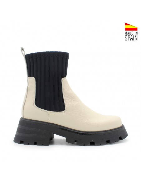 botín plataforma beige