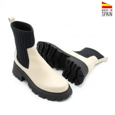 botin calcetín beige