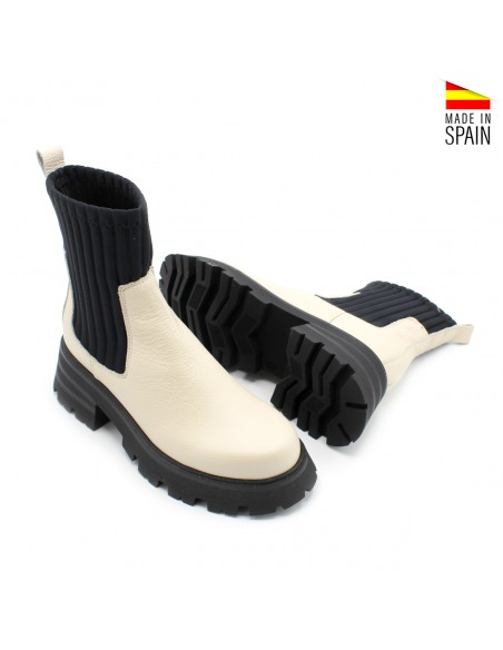 botin calcetín beige