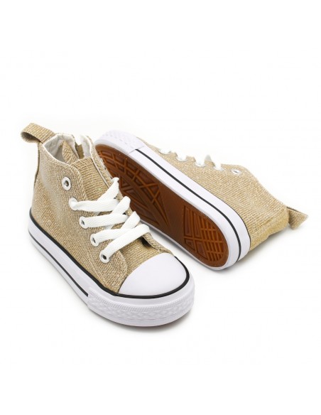 botines dorados lona niña