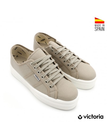 zapatillas lona plataforma beige