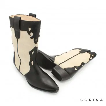 Botin negro y beige
