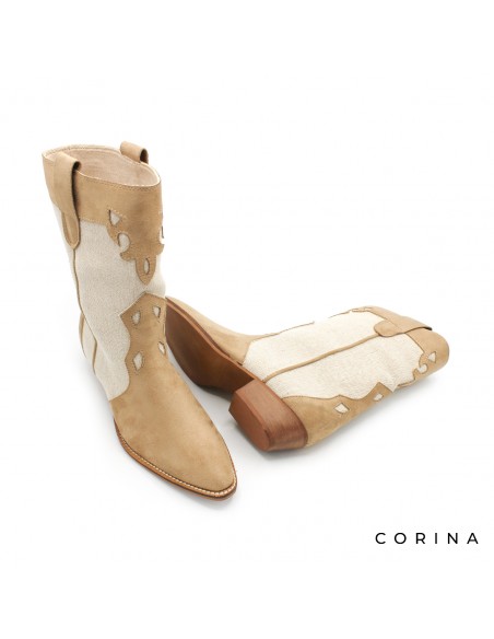 Botín campero beige