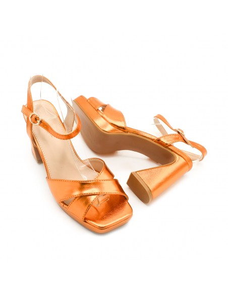 sandalias naranja metalizado