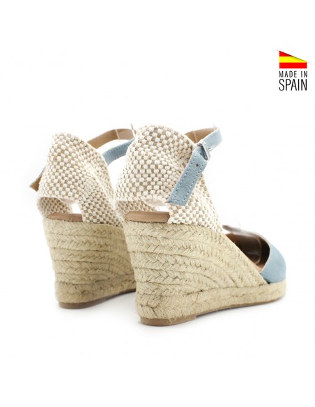 alpargata de cuña azul celeste