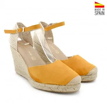 alpargatas cuña mostaza