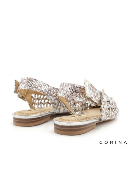 zapatos planos plata mujer