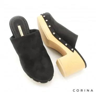 zuecos madera mujer negro