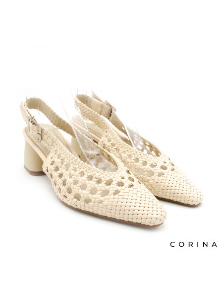 zapatos de tacón beige