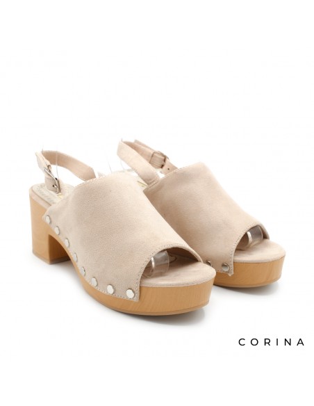 sandalia tacón beige