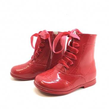 BOTA PIEL ESTILO PASCUALAS CHAROL ROJAS