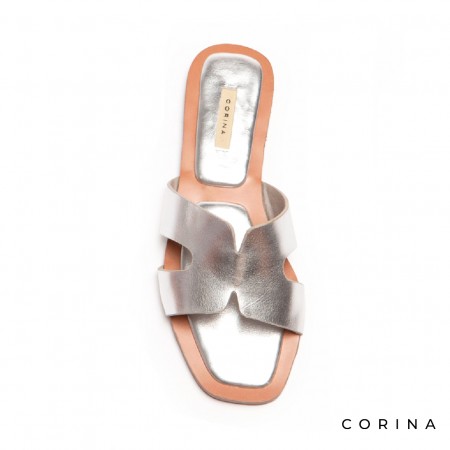 sandalias planas plata