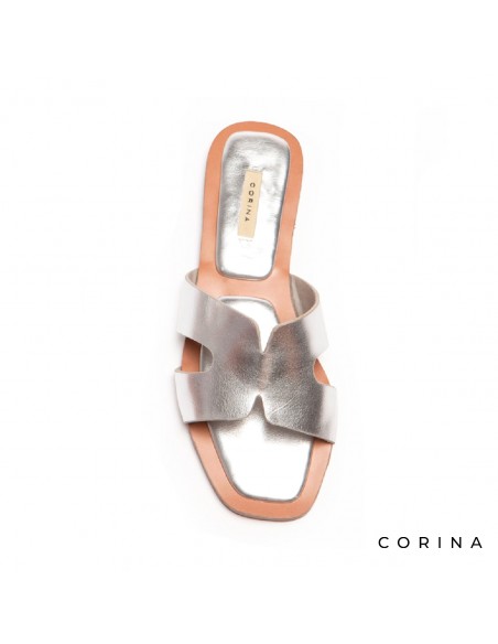 sandalias planas plata